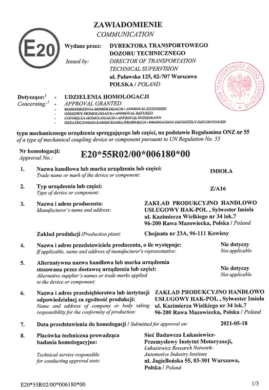 Homologacja Haka C/029